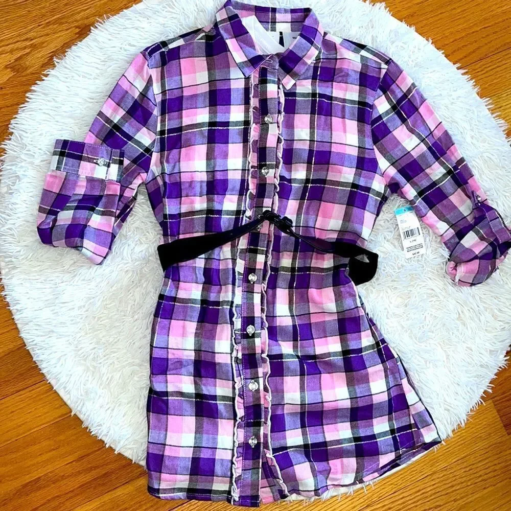 CRB Girl | Purple Plaid Button Up and Graphic Tee
